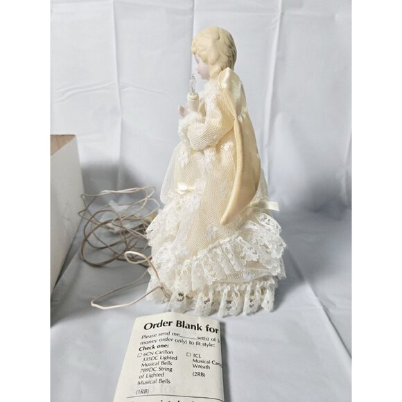 Vintage Angel Tree Topper Porcelain Head 10 Light Taiwan 72" Cord MCM Christmas - Picture 8 of 9
